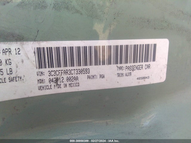 2012 FIAT 500 3C3CFFAR3CT330593 Photo 8