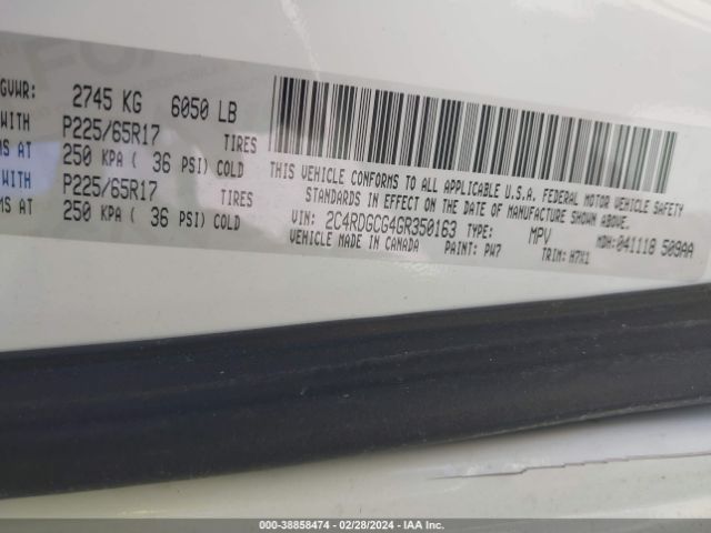 2C4RDGCG4GR350163 Dodge Grand Caravan Sxt