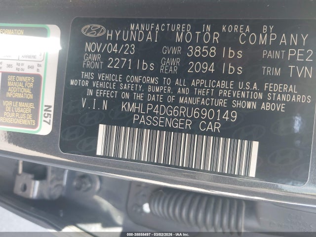 KMHLP4DG6RU690149 Hyundai Elantra Limited