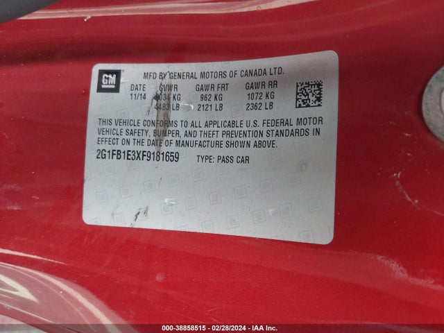Chevrolet Camaro 2ls 2015 2G1FB1E3XF9181659 Image 9
