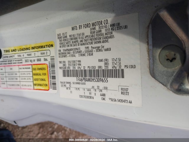 Ford Mustang V6 2017 1FA6P8AM0H5309655 Image 9