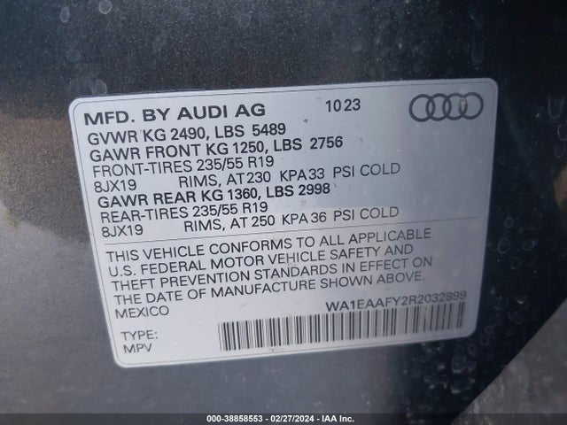 WA1EAAFY2R2032899 Audi Q5 Premium Plus 45 Tfsi S Line Quattro