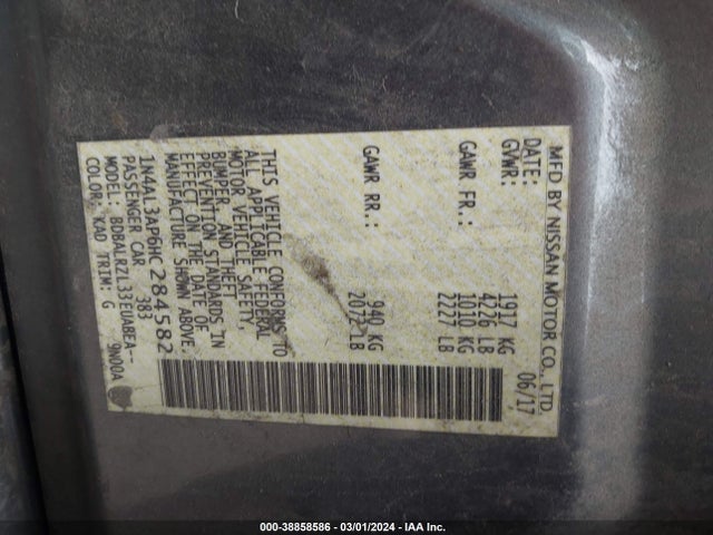 Nissan Altima 2.5 Sl 2017 1N4AL3AP6HC284582 Image 9