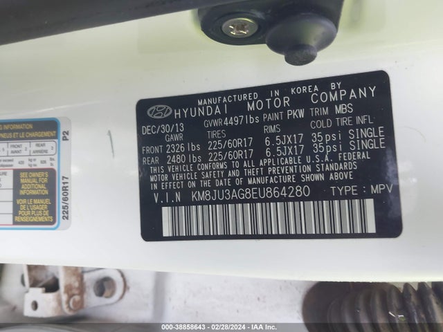 Hyundai TUCSON SE 2014 KM8JU3AG8EU864280 Image 9