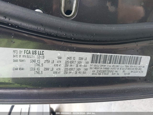 Dodge JOURNEY SE 2019 3C4PDCBB7KT874743 Image 9