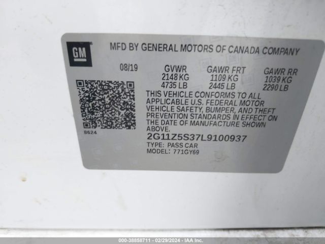 2G11Z5S37L9100937 Chevrolet Impala Fwd Lt