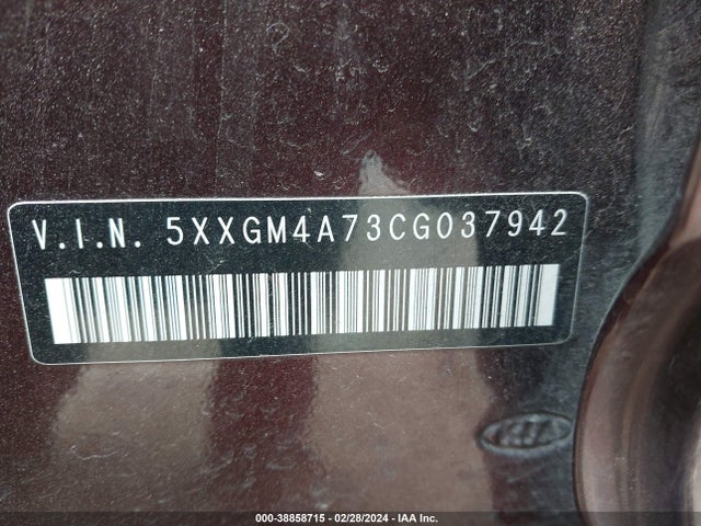 2012 Kia Optima Lx მანქანა იყიდება აუქციონზე, vin: 5XXGM4A73CG037942, აუქციონის ნომერი: 38858715