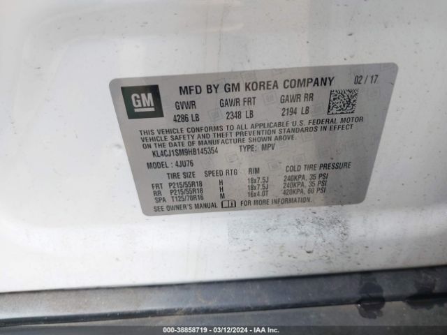 KL4CJ1SM9HB145354 Buick Encore Sport Touring