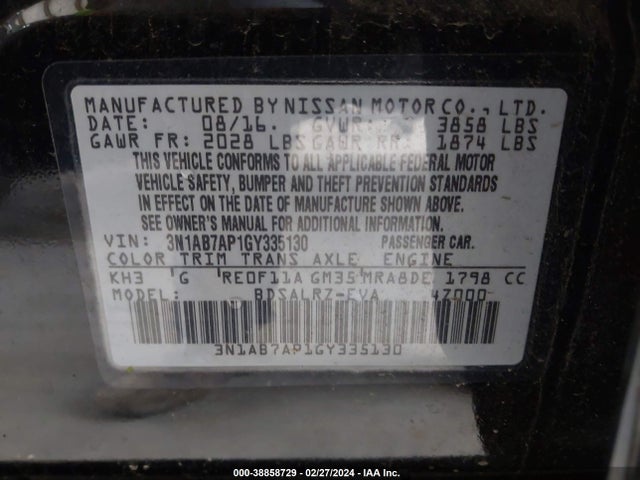 Nissan SENTRA SR 2016 3N1AB7AP1GY335130 Image 9