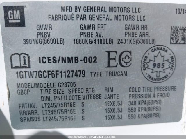 1GTW7GCF6F1127479 GMC Savana 2500 Work Van