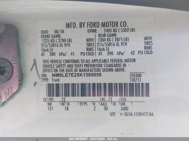 Ford Transit Connect Xl 2019 NM0LE7E25K1395059 Image 9