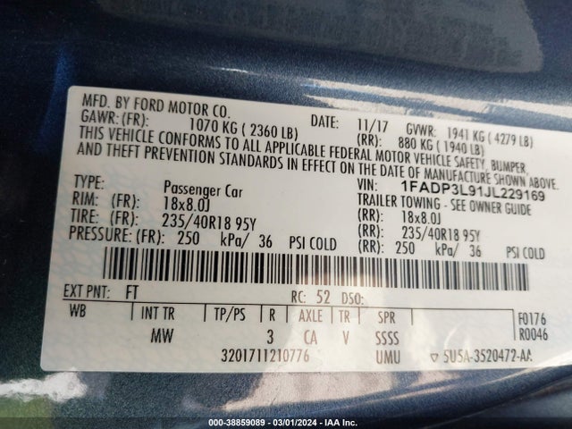 Ford FOCUS ST 2018 1FADP3L91JL229169 Image 9