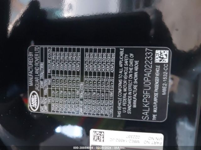 SALKP9FU0PA022337 Land Rover Range Rover P400 Se