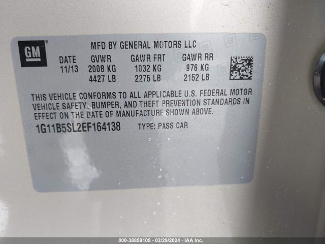Chevrolet Malibu 1ls 2014 1G11B5SL2EF164138 Image 9