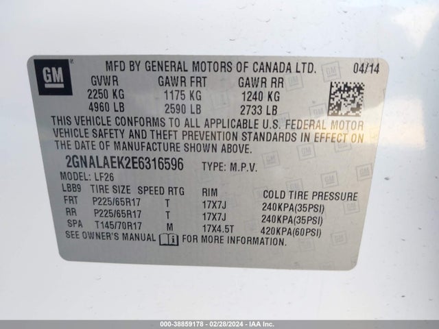 Chevrolet EQUINOX LS 2014 2GNALAEK2E6316596 Image 9