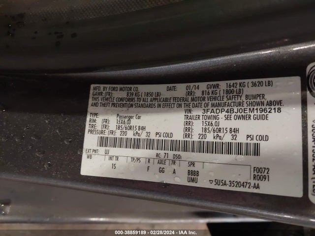 Ford FIESTA SE 2014 3FADP4BJ0EM196218 Image 9