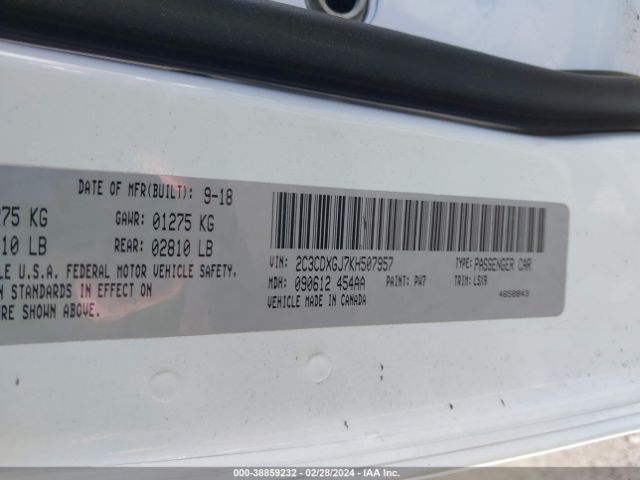 2C3CDXGJ7KH507957 Dodge Charger Scat Pack Rwd