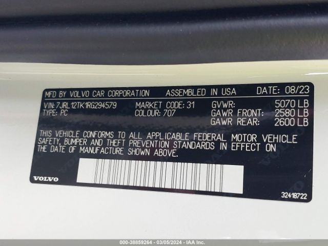 7JRL12TK1RG294579 Volvo S60 B5 Core Dark Theme