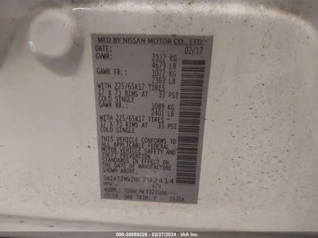 Nissan ROGUE S 2017 5N1AT2MV2HC792414 Image 9