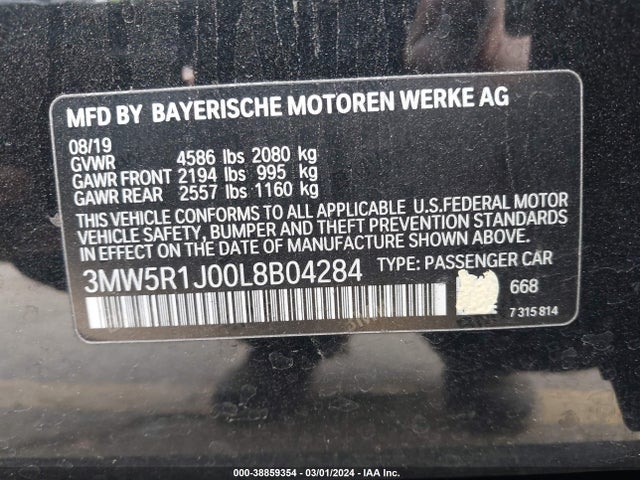BMW 330I 2020 3MW5R1J00L8B04284 Image 9