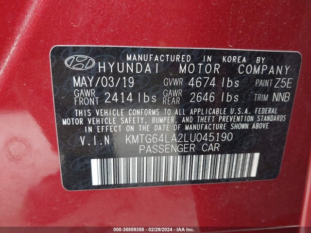 Genesis G70 2.0t Rwd 2020 KMTG64LA2LU045190 Image 9
