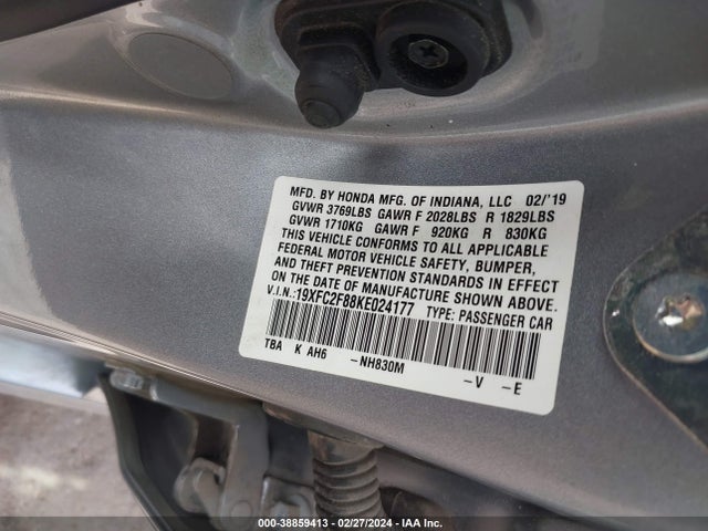 Honda Civic Sport 2019 19XFC2F88KE024177 Image 9