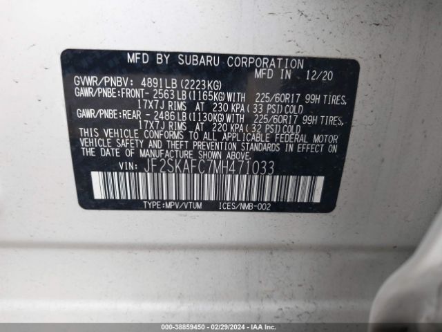 2021 SUBARU FORESTER JF2SKAFC7MH471033 Photo 8