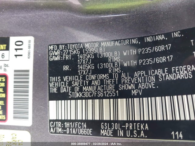 Toyota Sienna Le 8 Passenger 2015 5TDKK3DC7FS612551 Image 9