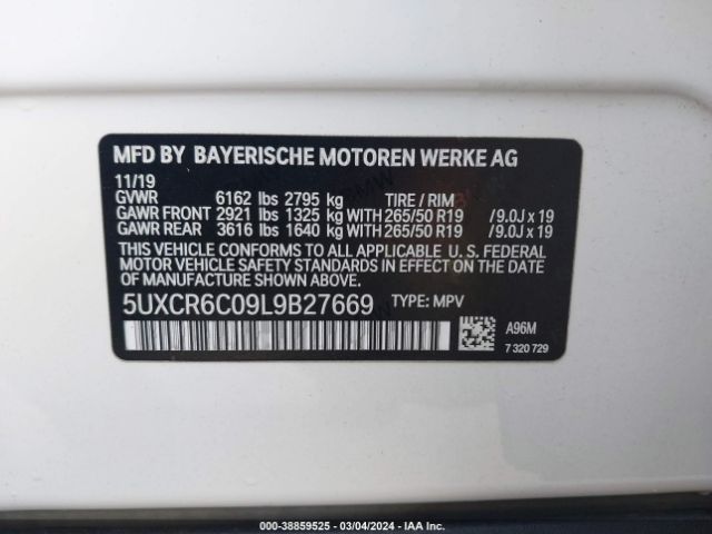 5UXCR6C09L9B27669 BMW X5 Xdrive40i