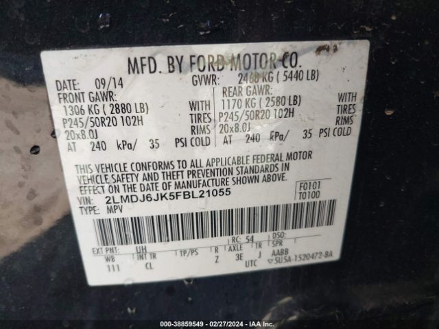2LMDJ6JK5FBL21055 Lincoln MKX