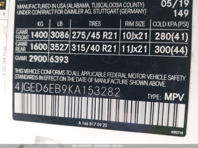 4JGED6EB9KA153282 Mercedes-Benz Amg Gle 43 Coupe 4matic