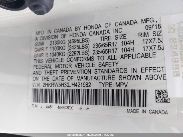 Honda CR-V LX 2018 2HKRW5H30JH421982 Image 9