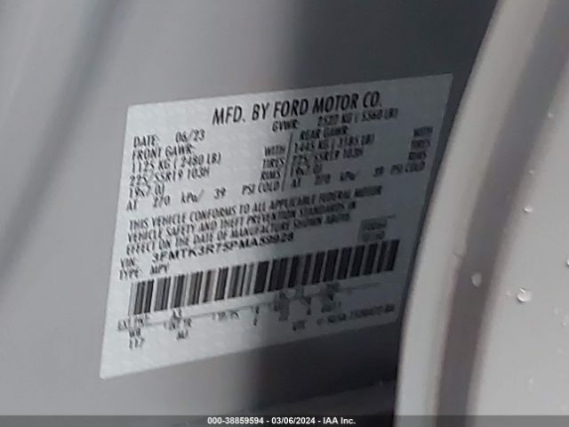 3FMTK3R75PMA59928 Ford Mustang Mach-e Premium