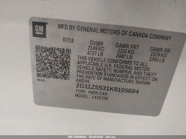 Chevrolet IMPALA LT 2019 2G11Z5S31K9105694 Image 9