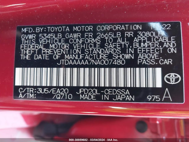 Toyota Mirai Xle 2022 JTDAAAAA7NA007480 Image 9