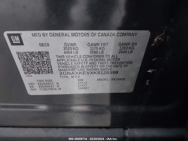 Chevrolet EQUINOX LT 2019 2GNAXKEVXK6126559 Image 9