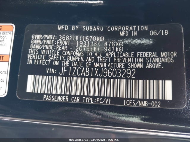 Subaru Brz Premium 2018 JF1ZCAB1XJ9603292 Image 9