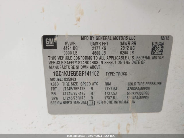 Chevrolet Silverado 2500hd Wt 2016 1GC1KUEG5GF141102 Image 9