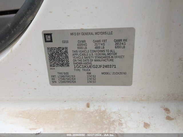 Chevrolet Silverado 2500hd Wt 2018 1GC1KUEG2JF240371 Image 9