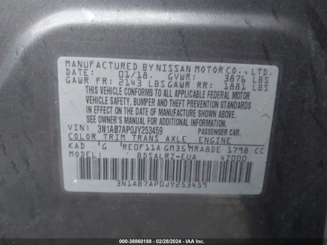 Nissan SENTRA SR 2018 3N1AB7AP0JY253459 Image 9