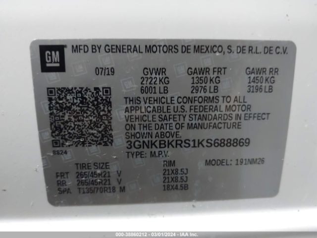 3GNKBKRS1KS688869 Chevrolet Blazer Premier