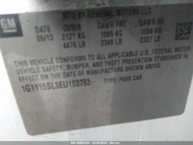 Chevrolet IMPALA 1LT 2014 1G1115SL3EU103783 Image 9