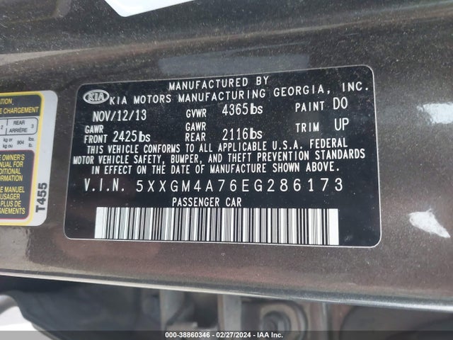 KIA Optima Lx 2014 5XXGM4A76EG286173 Image 9