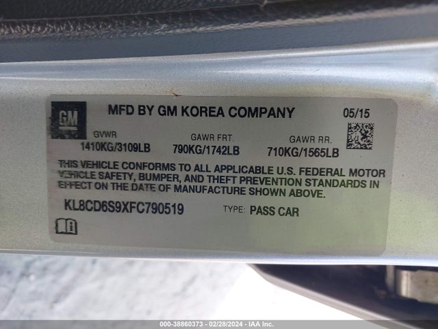 Chevrolet Spark 1lt Cvt 2015 KL8CD6S9XFC790519 Image 9