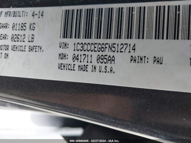 2015 CHRYSLER 200 C VIN: 1C3CCCEG6FN512714
