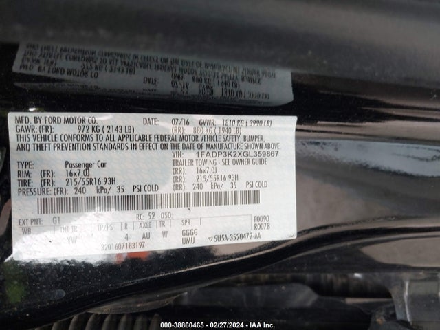 Ford FOCUS SE 2016 1FADP3K2XGL359867 Image 9