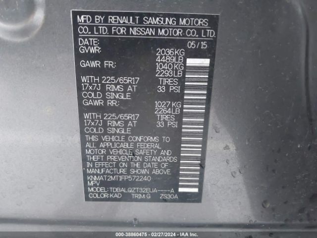 KNMAT2MT1FP572240 Nissan ROGUE SV
