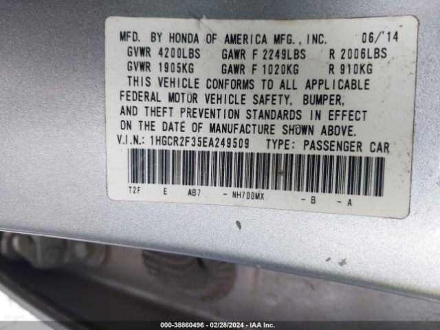 1HGCR2F35EA249509 Honda ACCORD LX