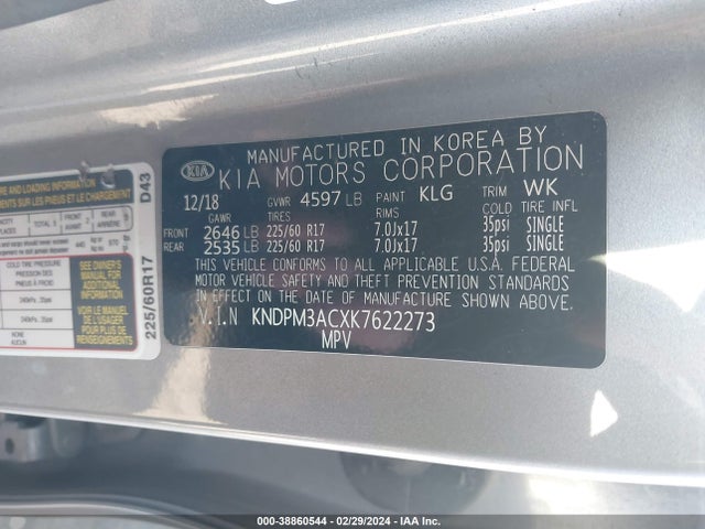 KIA Sportage Lx 2019 KNDPM3ACXK7622273 Image 9