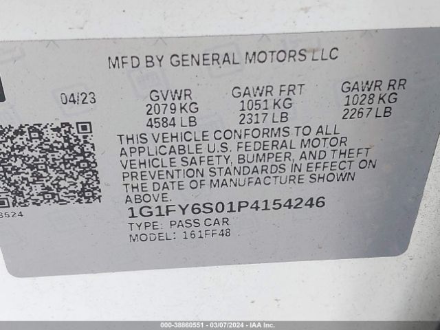 1G1FY6S01P4154246 Chevrolet Bolt Euv Fwd Lt